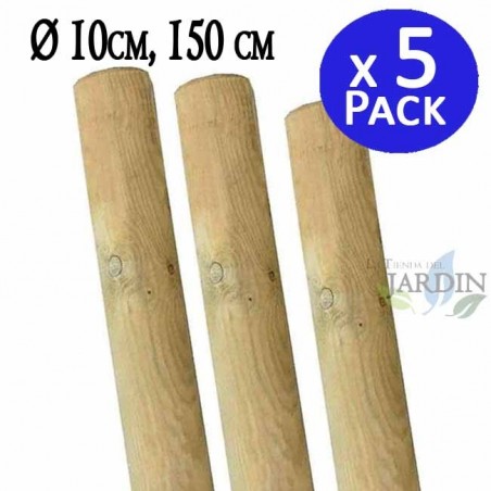 Holzpfahl ohne Spitze, 150 cm, Durchmesser 10 cm. 5 Stück