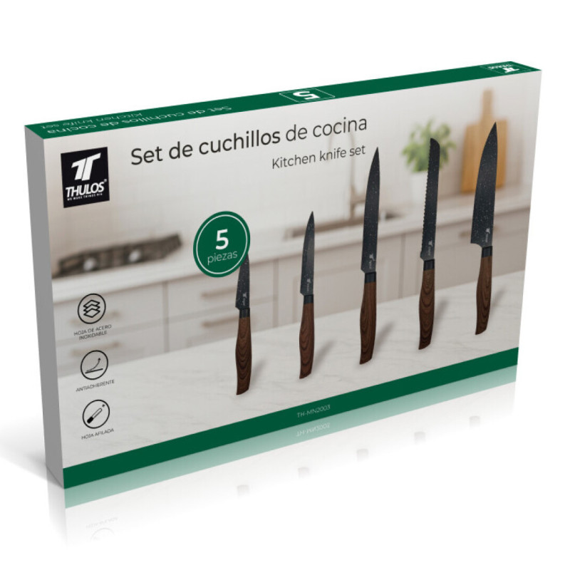 Set di 8 coltelli | Acciaio inossidabile antiaderente | Coltello da chef, coltello per il pane, coltello da intaglio, coltello d