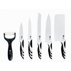Set di 6 coltelli in acciaio inossidabile antiscivolo | Mannaia, coltello da chef, coltello da intaglio, coltello multiuso, colt