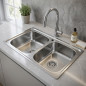 Teka 2 Bowl Square Kitchen Sink 79 x 50 x 16 cm | Stainless Steel Kitchen Sink