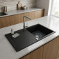 Single Bowl Sink + Square Resin Drainer 78 x 49.5 x 19 cm | Durable Kitchen Sink Single Bowl Sink + Square Resin Drainer 78 x 49.5 x 19 cm | Durable Kitchen Sink