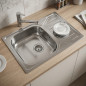 Spülbecken mit 1 Becken + Mini-Abtropffläche (65 x 50 x 16 cm) | Edelstahlspüle