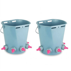 Set di 2 Secchio da 8 litri per agnelli e vitelli con 5 tettarelle. Alimentazione efficiente per agnelli e vitelli