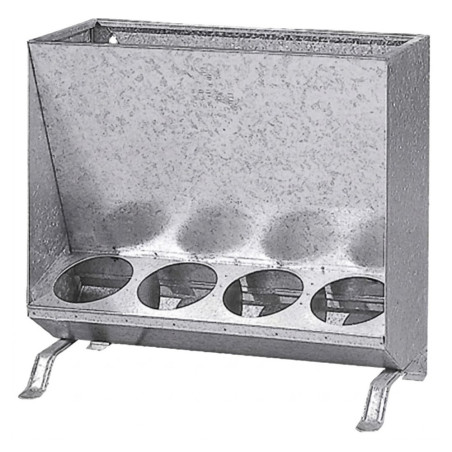 Galvanized Pig Feeder 20 kg | 4-Hole Feed Dispenser | Dimensions 57 x 21 x 53 cm | Livestock Feeder