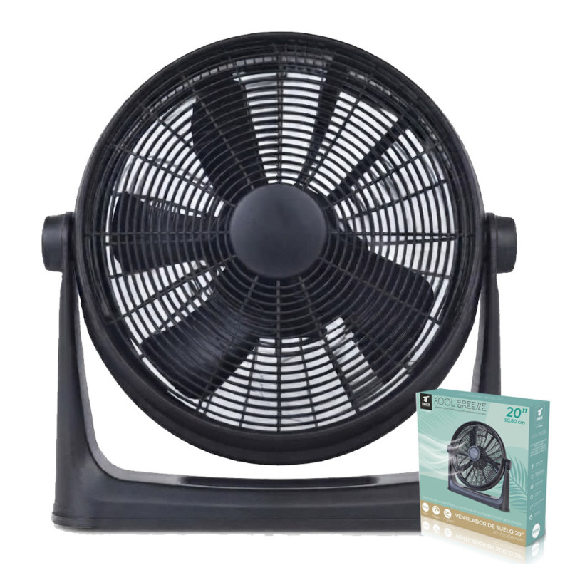 20" 100W Floor Fan | 50cm Fan | 3 Speeds | 90° Tilting Head | Plastic Blades