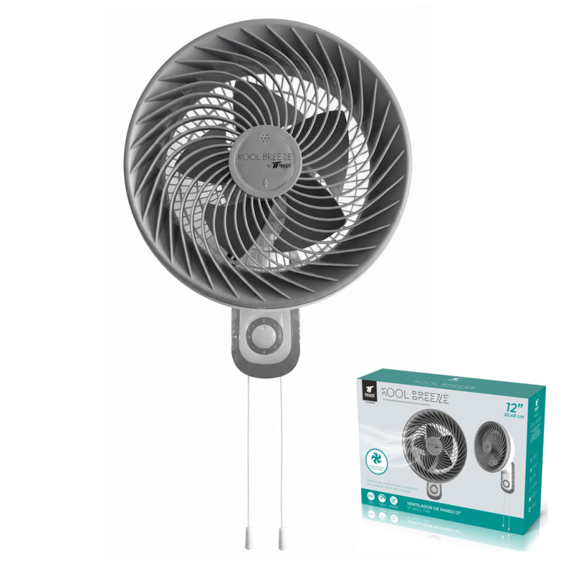 Ventilatore da parete oscillante da 30 cm (12"), 85 W | 3 velocità | 5 pale | Oscillazione a 90° Ventilatore da parete oscillante da 30 cm (12"), 85 W | 3 velocità | 5 pale | Oscillazione a 90°