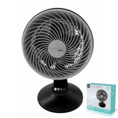 Schwarzer Tischventilator 25 cm (10 Zoll), 85 W | 3 Geschwindigkeitsstufen | 5 Flügel | 90°-Oszillation