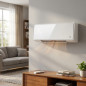 Aquecedor de parede cerâmico split de 2000 W com controle remoto | Vidro branco | Aquecimento elétrico