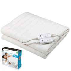 Coperta Elettrica Matrimoniale 160x140 cm, Coperta Riscaldante Rapida 2 x 60W, 2 Temperature e 2 Comandi Regolabili