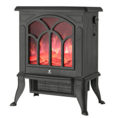 Caminetto elettrico con effetto fiamma 1000/1800 W | 2 livelli di riscaldamento | Termostato regolabile
