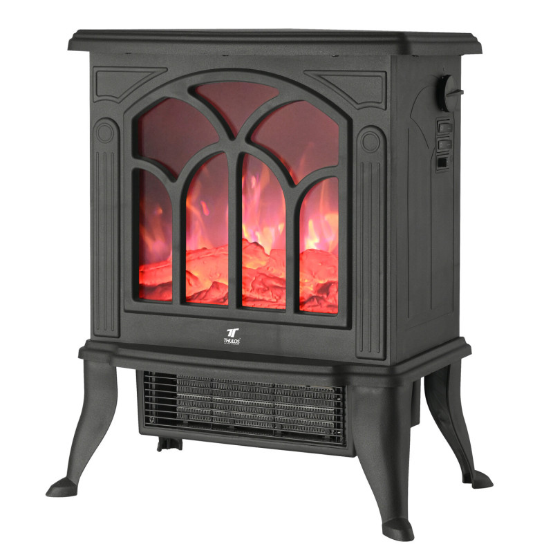 Cheminée électrique à effet flamme 1000/1800 W | 2 niveaux de chauffage | Thermostat réglable