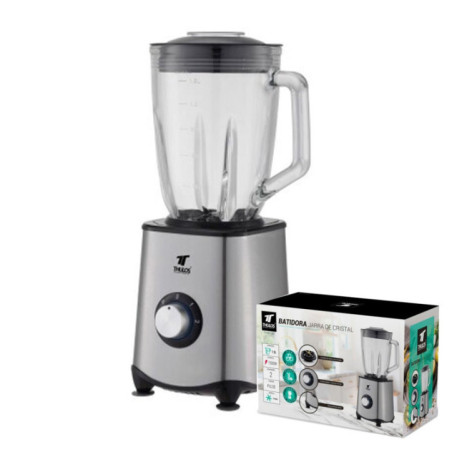Batidora de Vaso 1500 W | Jarra de Cristal 1,5 L | 2 Velocidades + Pulse | 6 Cuchillas de Titanio | Apta para Hielo