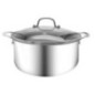 Set de Cocina 5 Piezas | Acero Inoxidable + Cristal | Sartén, 2 Cacerolas y 2 Tapaderas | Antiadherente | Inducción