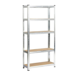 Estante metálica com 5 prateleiras, 70x30x150 cm | Galvanizada | 150 kg por prateleira | Prateleiras em MDF