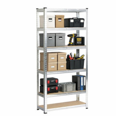 Scaffalatura metallica con 5 ripiani, 70x30x150 cm | Zincata | 150 kg per ripiano | Ripiani in MDF