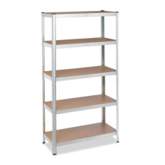 Galvanized Metal Shelving Unit with 5 Shelves, 90x40x180 cm | 175 kg per Shelf | MDF Shelves
