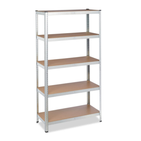Galvanized Metal Shelving Unit with 5 Shelves, 90x40x180 cm | 175 kg per Shelf | MDF Shelves