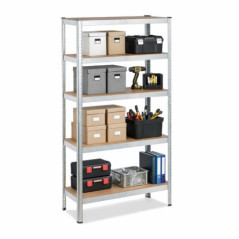 Estantería Metálica 5 Estantes Galvanizada 90x40x180 cm | 175 kg por Estante | Baldas MDF