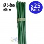 Pacote com 25 suportes de bambu laminado 60 cm (6-8 mm), hastes para plantas e árvores, suportes para tomates e trepadeiras