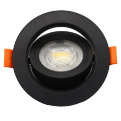 7W Circular Tiltable Recessed LED Spotlight, Black | CCT | Recessed LED Spotlight