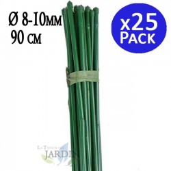 Pack 25 Tutor de Bambú plastificado 90 cm (8-10mm), Varillas para Plantas y Árboles, Tutores para Tomates y Plantas trepadoras