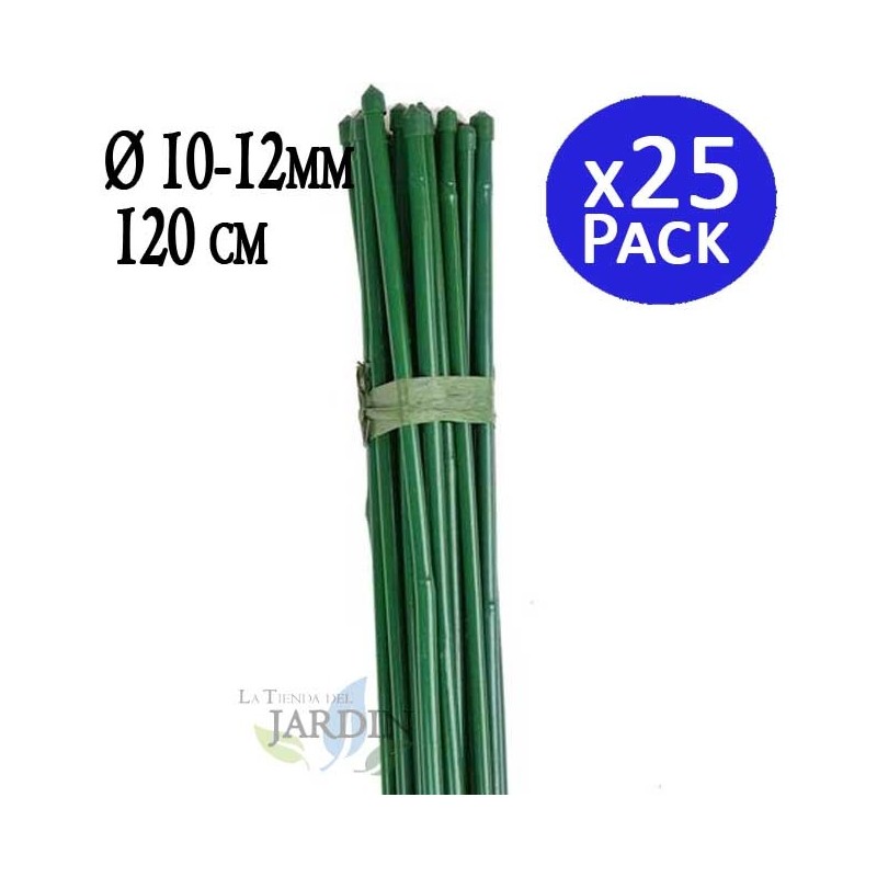 25 x Tuteur en bambou plastifié 120 cm, 10-12 mm, Tubes en Bambou pour Plantes et Arbres, Baguettes de bambou, Canne de bambou