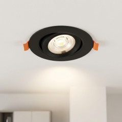 7W Circular Tiltable Recessed LED Spotlight, Black | CCT | Recessed LED Spotlight