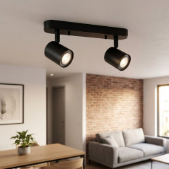 Keeper 2-Light Surface Mount Spotlight, Black | IP20 | Ceiling Spotlight