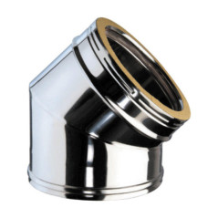 Cotovelo de aço inoxidável de parede dupla a 45º, 150 mm | Evacuação de gases de combustão para fogões a pellets e lareiras