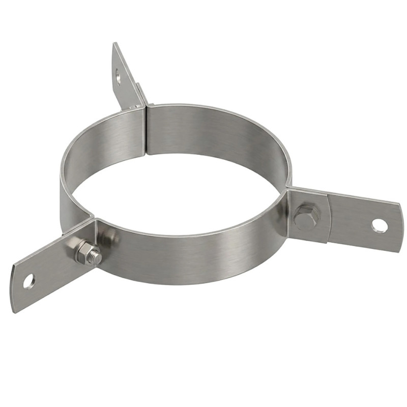 Abraçadeira de parede dupla em aço inoxidável para chaminés, 150 mm | Fixação de tubos de chaminé