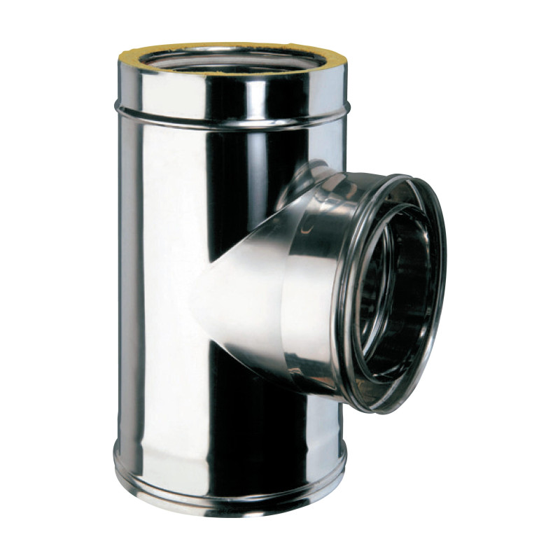 Té double paroi en acier inoxydable 200 mm | Conduit de fumée pour poêles à granulés et cheminées Té double paroi en acier inoxydable 200 mm | Conduit de fumée pour poêles à granulés et cheminées