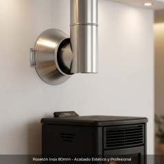Rosace simple paroi en acier inoxydable 80 mm | Évacuation des gaz de combustion pour poêles à granulés et cheminées