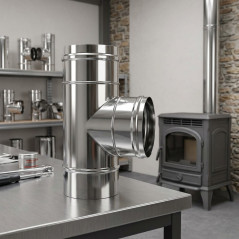 Té simple paroi en acier inoxydable 200 mm | Évacuation des gaz de combustion pour poêles à granulés et cheminées