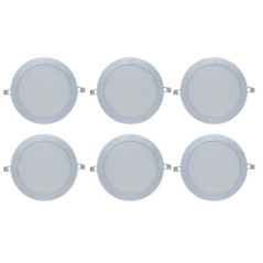 6 Luminárias de embutir LED circulares brancas de 22 cm | Refletor LED de 18 W com luz neutra