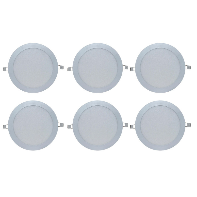 6 Downlights LED Empotrables Circulares Blancos 22 cm | Foco LED 18 W Luz Neutra 6 Downlights LED Empotrables Circulares Blancos 22 cm | Foco LED 18 W Luz Neutra