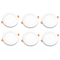 6 Downlights LED Circulares Brancos de Embutir 22 cm | Refletor LED 18 W Luz Fria