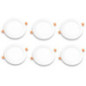 6 Downlights LED Circulares Brancos de Embutir 22 cm | Refletor LED 18 W Luz Fria
