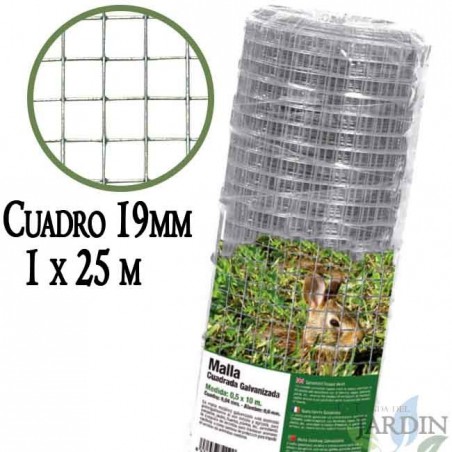Drahtgitter 1 x 25 m, 19 mm Maschenweite | Verzinktes Metallgitter | Tierzaun | Quadratisches Edelstahlgitter