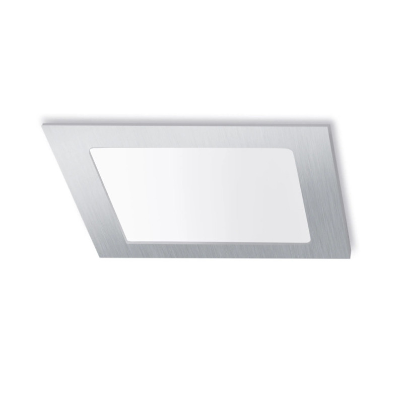 Luminária de embutir LED quadrada, acabamento cromado, 22,5 x 22,5 cm | Spot LED de 18W com temperatura de cor de 18°C