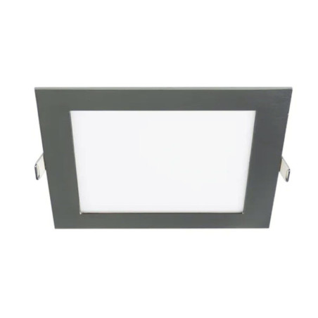 Luminária de embutir LED quadrada, cinza, 22,5 x 22,5 cm | Spot LED de 18 W com temperatura de cor ajustada