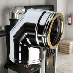 Gomito a doppia parete in acciaio inox a 90° da 200 mm | Aspirazione fumi per stufe a pellet e caminetti