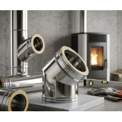 Codo Inox 45º Doble Pared 200 mm | Evacuación de Humos para Estufas de Pellet y Chimeneas