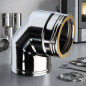 Gomito a doppia parete in acciaio inox a 90° da 200 mm | Aspirazione fumi per stufe a pellet e caminetti