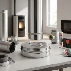 Tappo a doppia parete in acciaio inox da 80 mm | Aspirazione fumi per stufe a pellet e caminetti