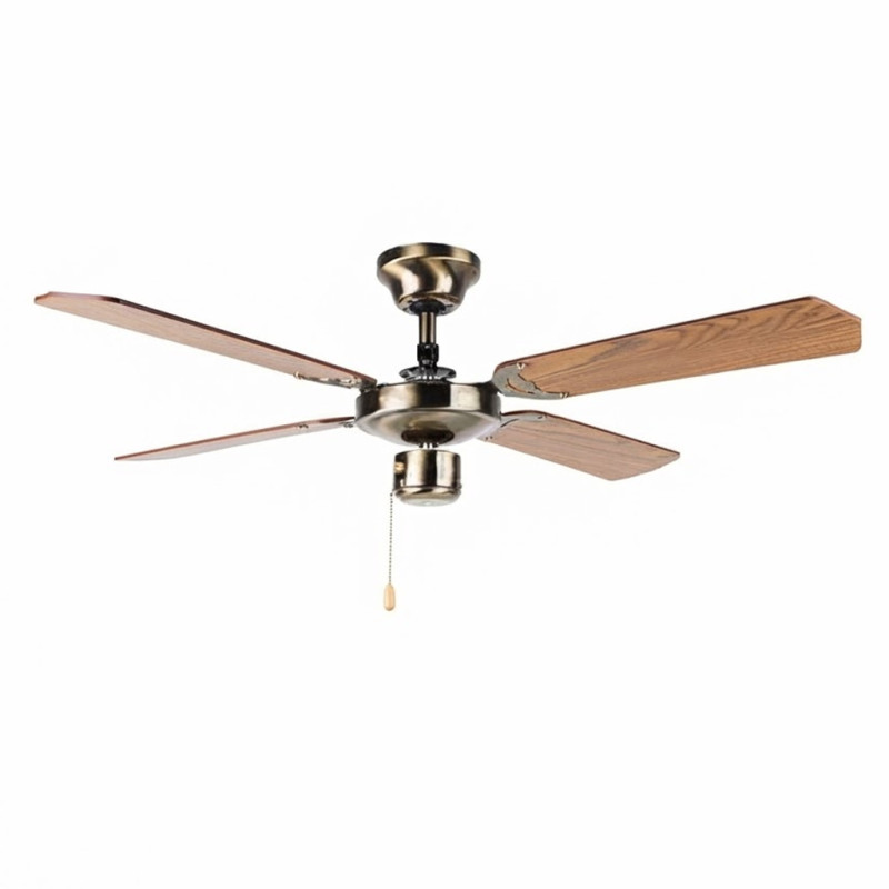 Ventilateur de plafond Orbegozo sans éclairage | 4 pales réversibles | 3 vitesses | Finition or antique | Moteur silencieux Ventilateur de plafond Orbegozo sans éclairage | 4 pales réversibles | 3 vitesses | Finition or antique | Moteur silencieux