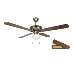 Orbegozo Deckenventilator mit Beleuchtung, 60 W | 4 Wendeflügel | Antikgold-Finish | 3 Geschwindigkeitsstufen