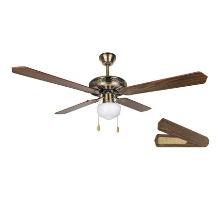 Ventilateur de plafond Orbegozo avec éclairage 60 W | 4 pales réversibles | Finition or antique | 3 vitesses