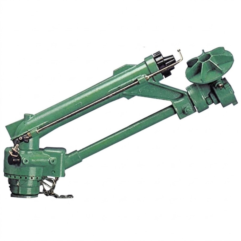 Agrar-Sprinkler River Metall mit Flansch. Einstellbarer Bewässerungswinkel. Reichweite 18 bis 37 m. Impuls-Sprinkler, Bewässerun