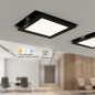 Luminária de embutir quadrada preta com LED, 17 x 17 cm | Spot LED de 12W com temperatura de cor ajustada
