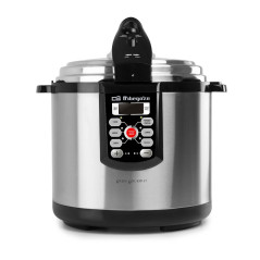 Orbegozo programmable electric pressure cooker.  Capacity 8 liters.  Start timer up to 24h.  Super fast cooking.